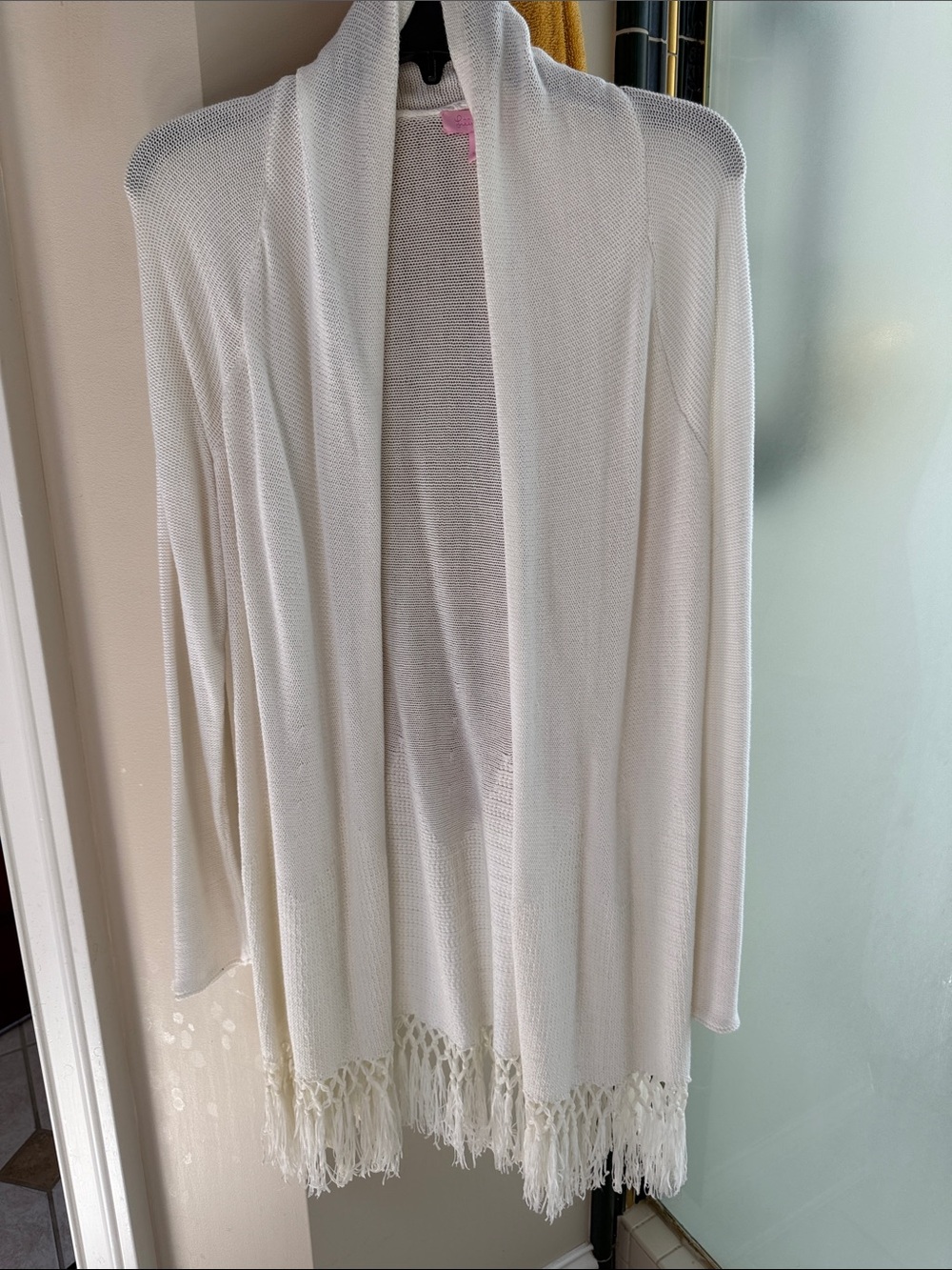 Lily Pulitzer Lightweight White Fringe Open-Front Women's Cardigan Sweater